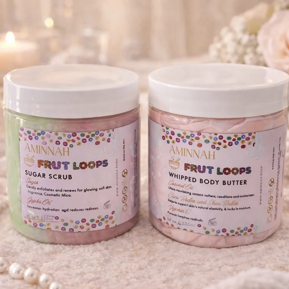 Aminnah Fruit Loops Body Care Bundle 🍓🍋 Sugar Scrub + Whipped Butter